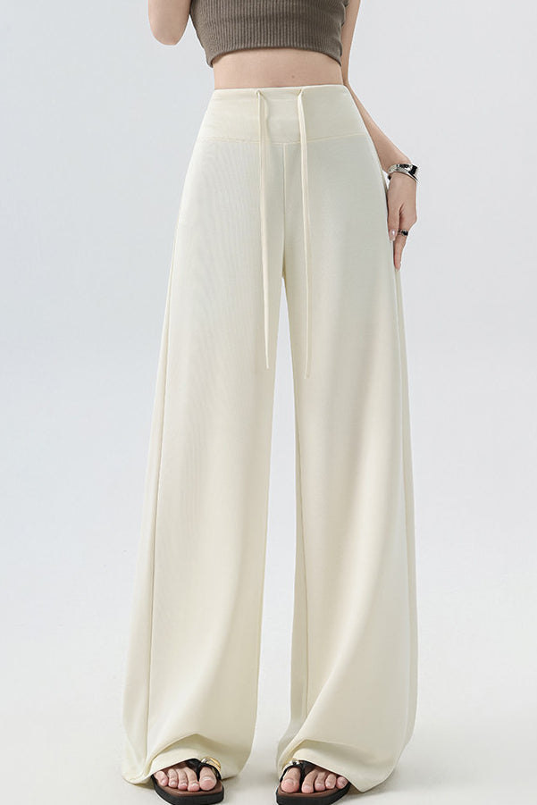 Casual Versatile High Waist Drawstring Wide Leg Pants - liwisi