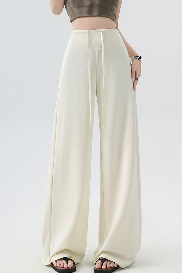 Casual Versatile High Waist Drawstring Wide Leg Pants - liwisi
