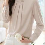 Elegant Commute Satin Pleated Shirt - liwisi