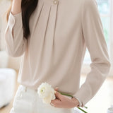 Elegant Commute Satin Pleated Shirt - liwisi