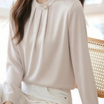 Elegant Commute Satin Pleated Shirt - liwisi