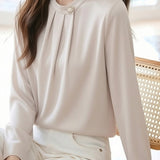 Elegant Commute Satin Pleated Shirt - liwisi
