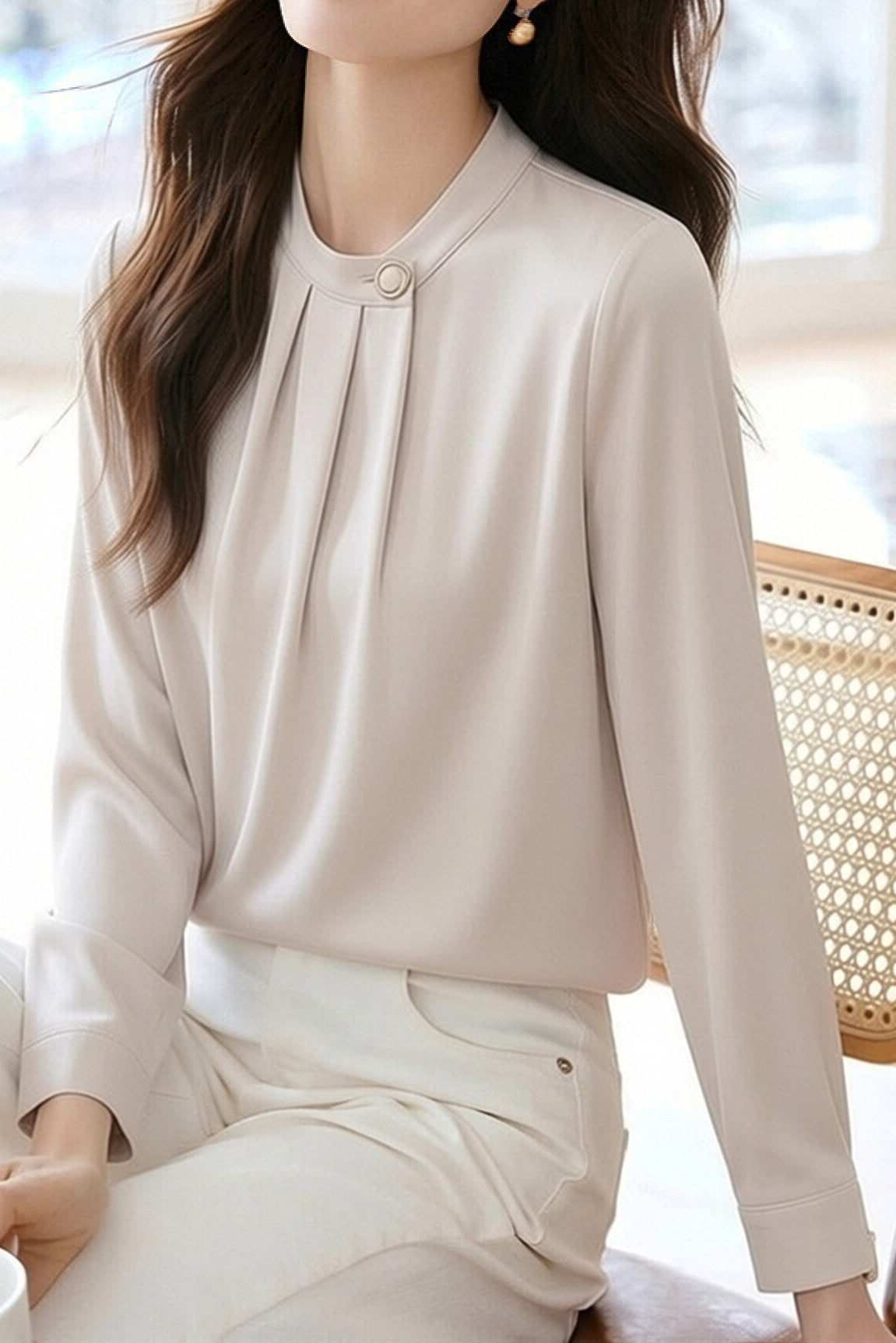 Elegant Commute Satin Pleated Shirt - liwisi