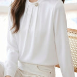 Elegant Commute Satin Pleated Shirt - liwisi