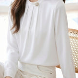 Elegant Commute Satin Pleated Shirt - liwisi