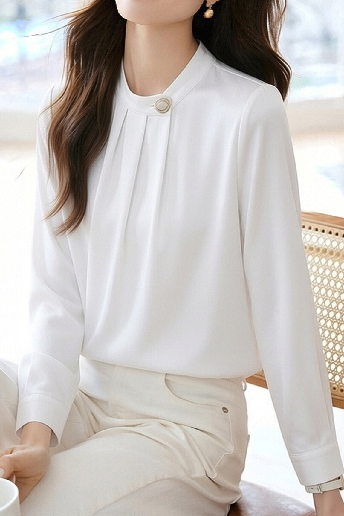 Elegant Commute Satin Pleated Shirt - liwisi
