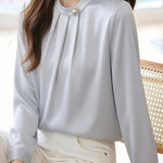 Elegant Commute Satin Pleated Shirt - liwisi