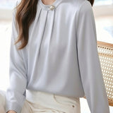 Elegant Commute Satin Pleated Shirt - liwisi