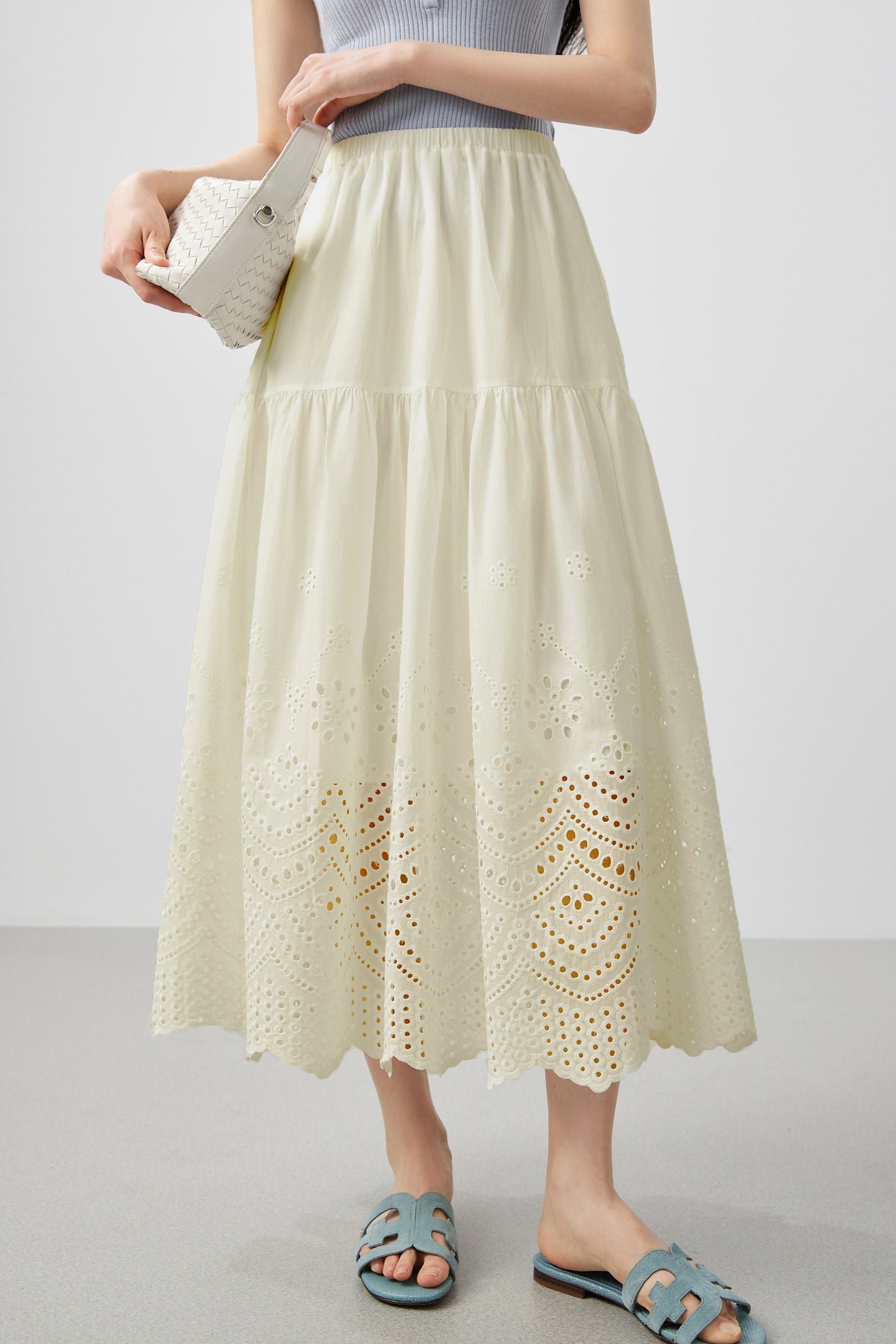 Delicate Embroidered A-Line Skirt
