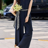Casual Commute V-Neck Waist Jumpsuit