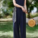 Casual Commute V-Neck Waist Jumpsuit