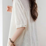 Casual Embroidered Lace Button Design Shirt
