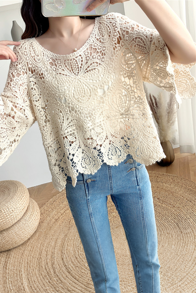 Casual Versatile Hollow Crochet Knit Sweater - liwisi