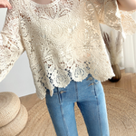 Casual Versatile Hollow Crochet Knit Sweater - liwisi