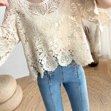 Casual Versatile Hollow Crochet Knit Sweater - liwisi