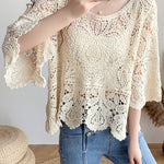 Casual Versatile Hollow Crochet Knit Sweater - liwisi
