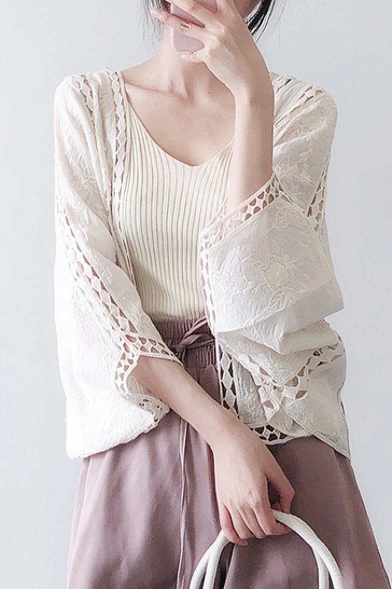 Casual Versatile Hollow Crochet Knit Sweater - liwisi