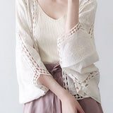 Casual Versatile Hollow Crochet Knit Sweater - liwisi