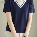 Casual Commute Fake Two-Piece Polo Shirt - liwisi