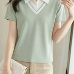 Casual Commute Fake Two-Piece Polo Shirt - liwisi
