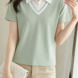 Casual Commute Fake Two-Piece Polo Shirt - liwisi