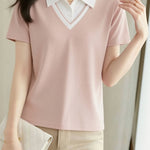 Casual Commute Fake Two-Piece Polo Shirt - liwisi