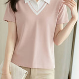 Casual Commute Fake Two-Piece Polo Shirt - liwisi
