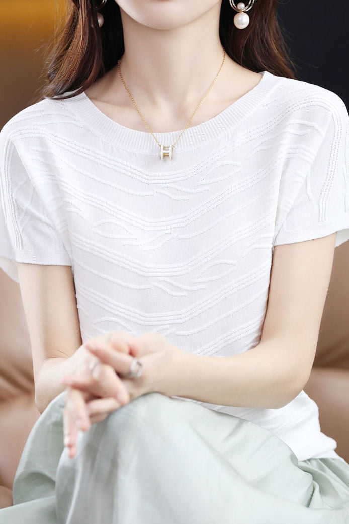Elegant Versatile Textured Tencel Knit Sweater - liwisi