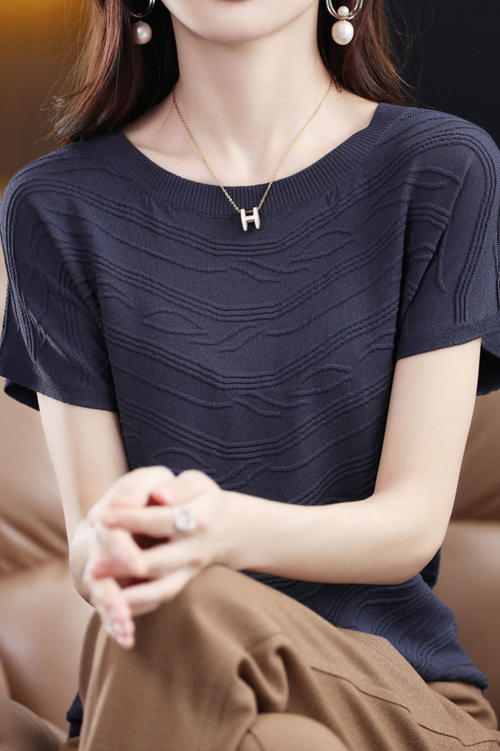 Elegant Versatile Textured Tencel Knit Sweater - liwisi