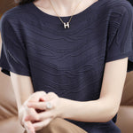 Elegant Versatile Textured Tencel Knit Sweater - liwisi