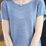 Elegant Versatile Textured Tencel Knit Sweater - liwisi