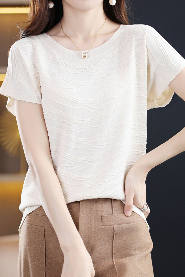 Elegant Versatile Textured Tencel Knit Sweater - liwisi