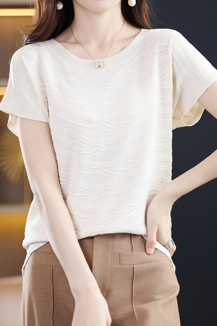 Elegant Versatile Textured Tencel Knit Sweater - liwisi