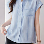 French Commute Striped Chiffon Shirt - liwisi