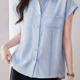 French Commute Striped Chiffon Shirt - liwisi