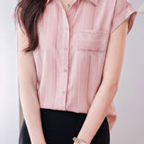 French Commute Striped Chiffon Shirt - liwisi