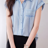 French Commute Striped Chiffon Shirt - liwisi