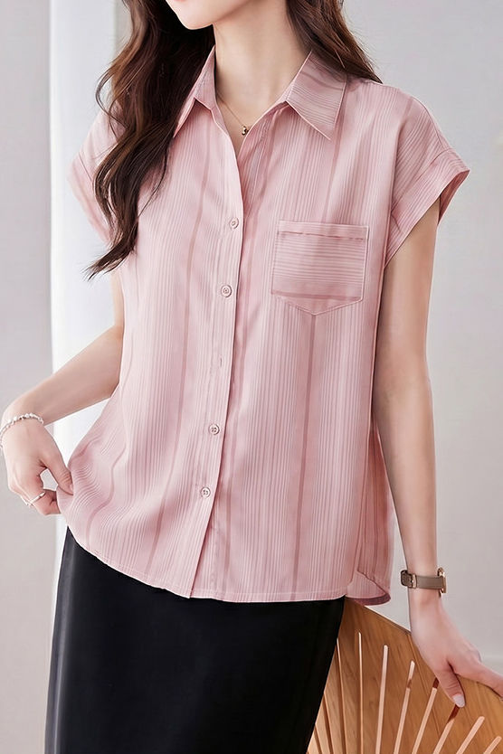 French Commute Striped Chiffon Shirt - liwisi