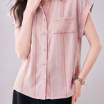 French Commute Striped Chiffon Shirt - liwisi