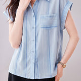 French Commute Striped Chiffon Shirt - liwisi