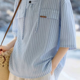 Casual Versatile Hooded Striped Shirt - liwisi
