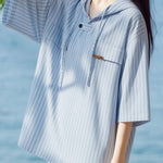 Casual Versatile Hooded Striped Shirt - liwisi