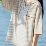 Casual Versatile Hooded Striped Shirt - liwisi