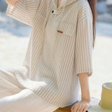 Casual Versatile Hooded Striped Shirt - liwisi