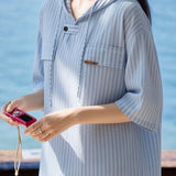 Casual Versatile Hooded Striped Shirt - liwisi