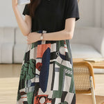Casual Geometric Printed Spliced Dress - liwisi