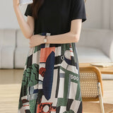 Casual Geometric Printed Spliced Dress - liwisi