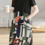 Casual Geometric Printed Spliced Dress - liwisi
