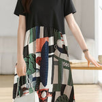 Casual Geometric Printed Spliced Dress - liwisi