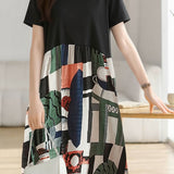 Casual Geometric Printed Spliced Dress - liwisi